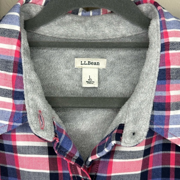 L.L.Bean Women’s Button-Up Fleece-Lined Flannel Shirt Jacket Large - Picture 3 of 7